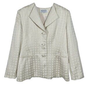 Black Tie Oleg Cassini Gold Chain Link Thread Pattern Blazer Size 16